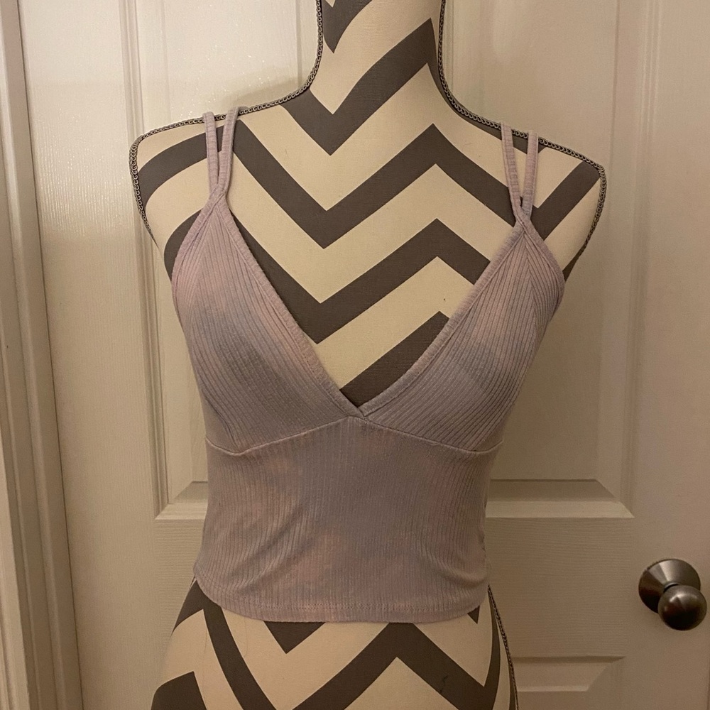 Womens cropped tank top with fun straps (size S)